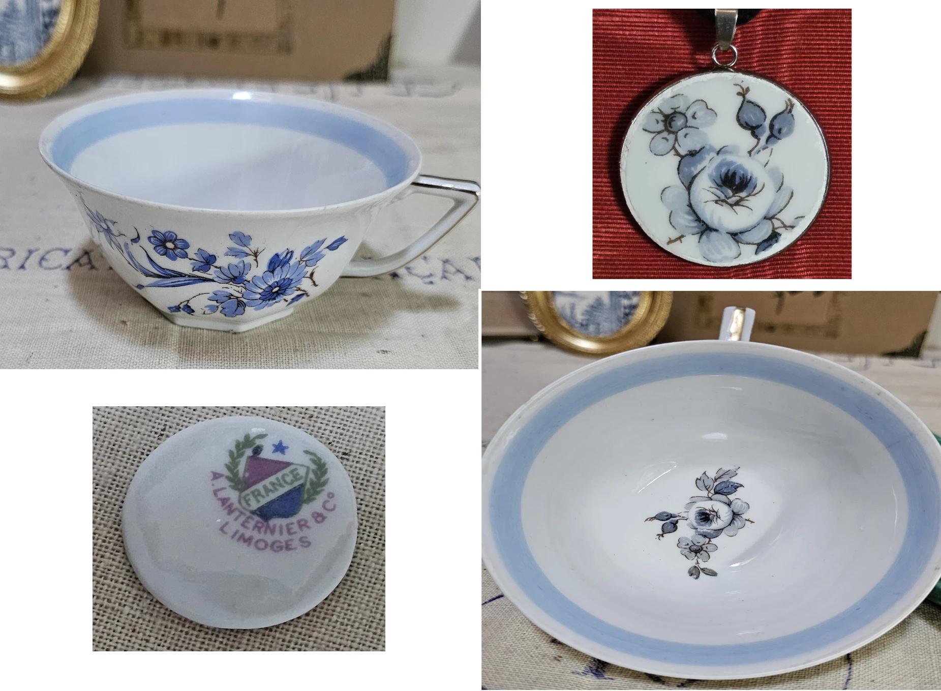 Pendant created from a Limoges A. Lanternier & Co. teacup – photo 3